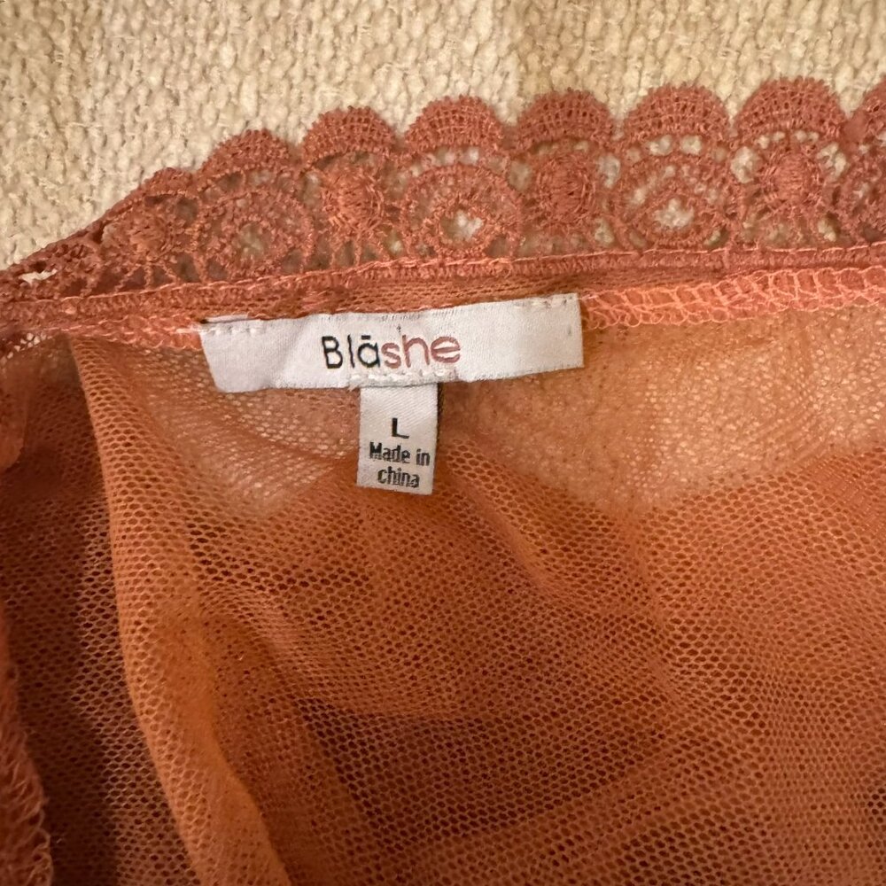 Blashe Burnt Orange Lace Mesh Kimono Duster – Size Large - Picture 10 of 10